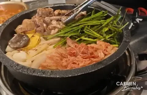 Gobchang, intestinos a la plancha con verduras