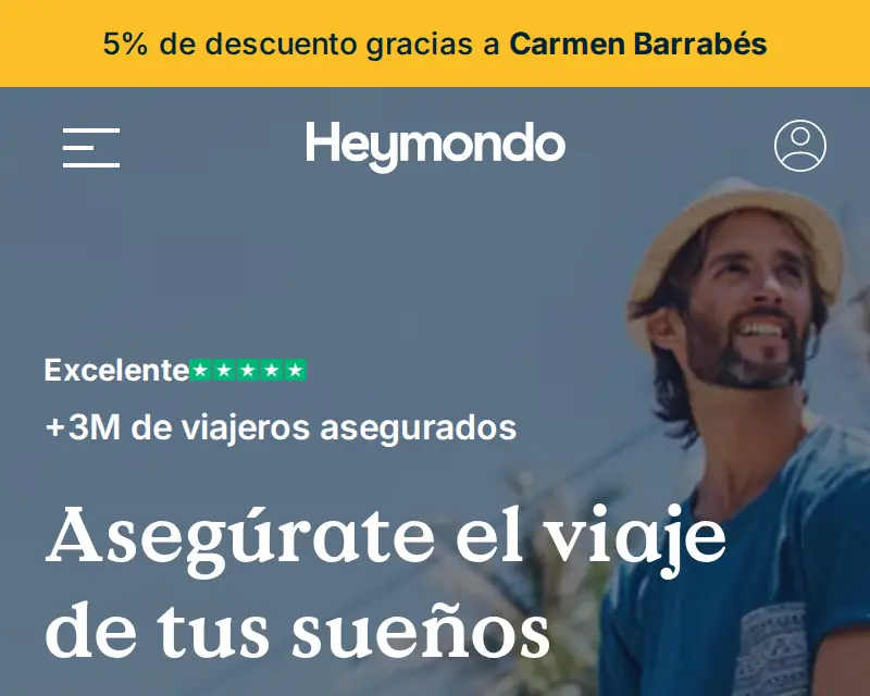Seguro de viaje Heymondo con un 5 % de descuento